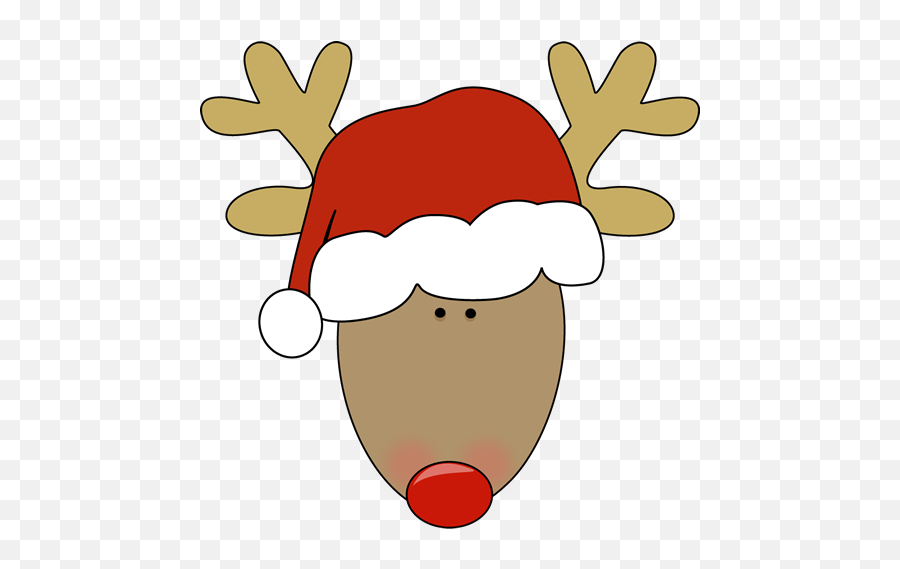 Reindeer Wearing A Santa Hat Christmas Clipart Reindeer - Reindeer Christmas Clipart Emoji,Christmas Clipart