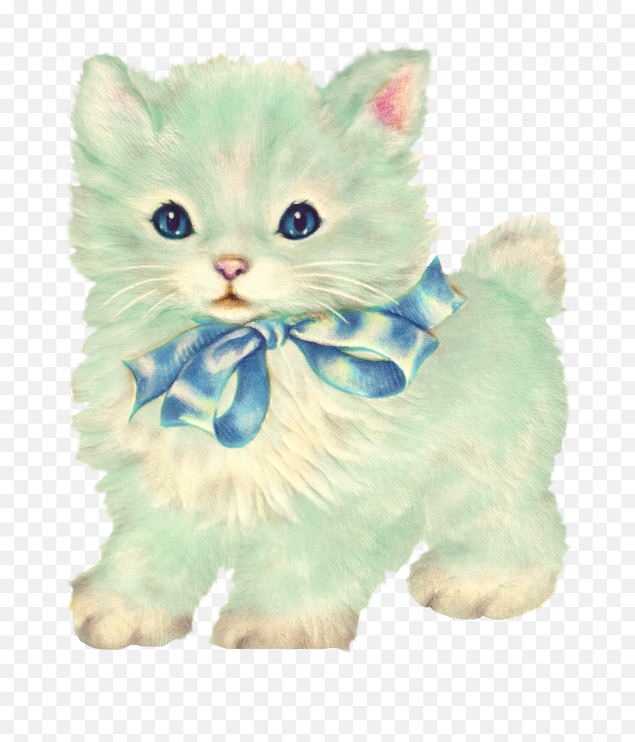 Download Kitschy Kitty Cat Clip Art - Vintage Kitten Drawing Emoji,Kitten Clipart
