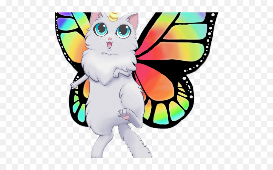 Butterfly Clipart Cat - Unicorn Kitties Png Download Emoji,Anime Cat Ears Png