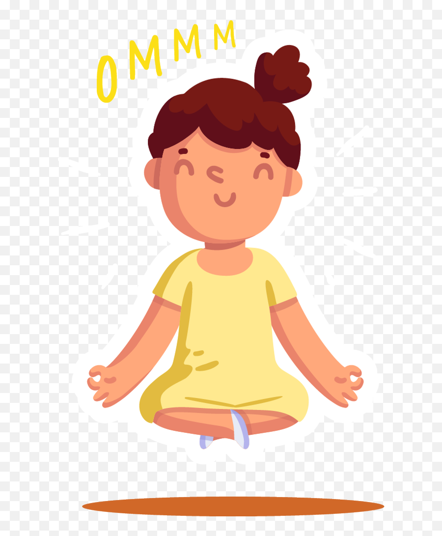 Cute Girl Cartoon Character In Yellow Dress Practicing Yoga Emoji,Cute Girl Clipart