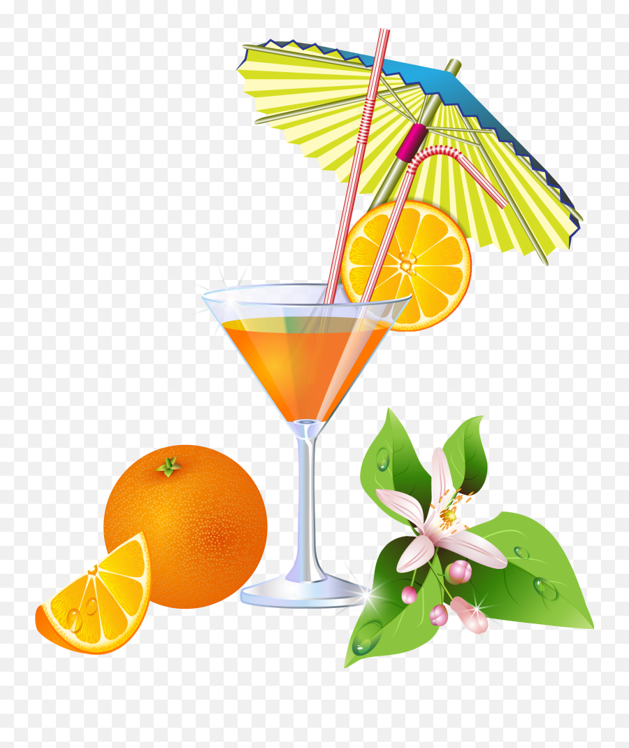 Download Hd Summer Orange Cocktail Png - Clipart Cocktail Png Emoji,Cocktail Clipart