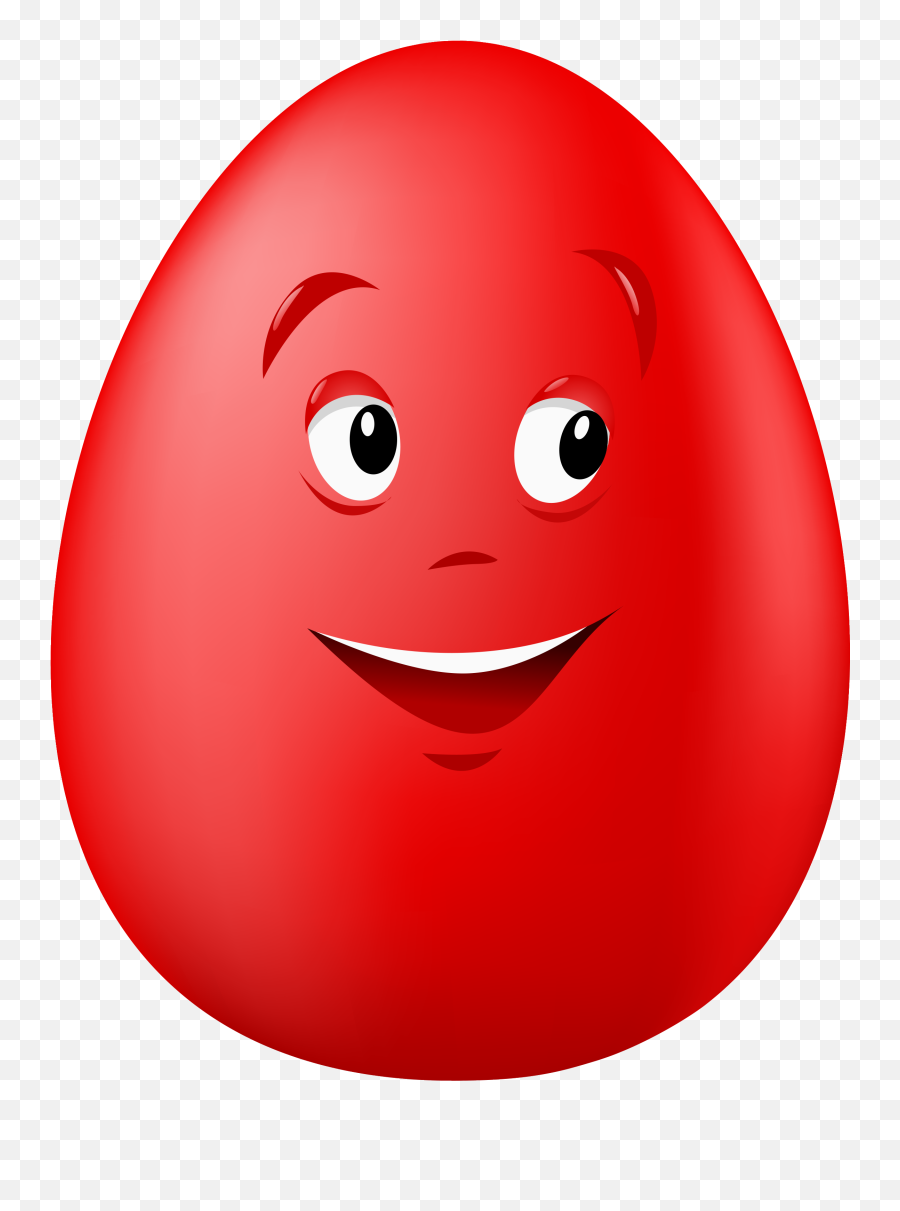 Transparent Easter Red Smiling Egg Png - Red Eggs Png Emoji,Egg Transparent