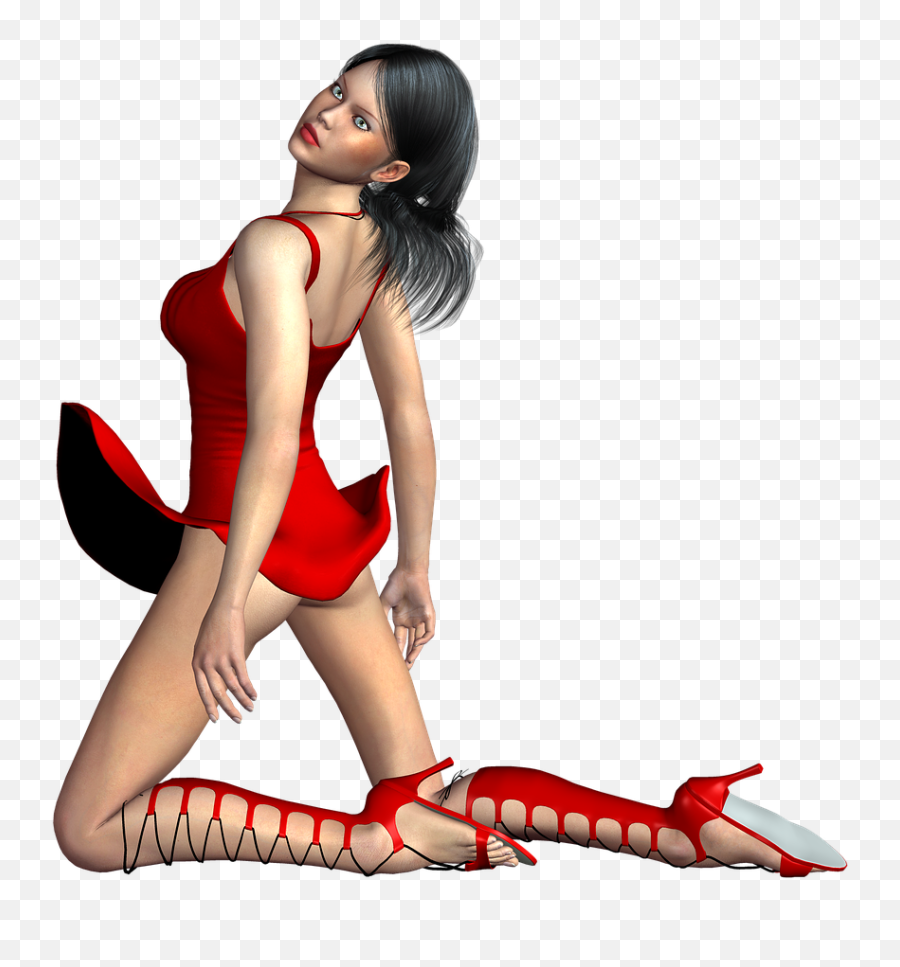 Girl Fashion Kneeling Sexy 3d Png Image Clipart - Full Size Sexy Girls Cartoon Png Emoji,3d Png