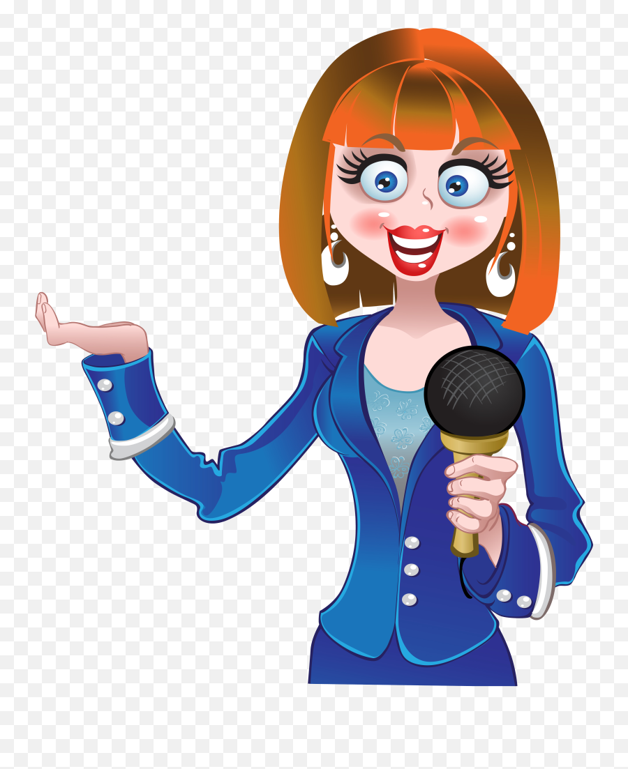 Cartoon Microphone Png - Reporter Clipart Png 4623226 Girl Reporter Png Emoji,Microphone Clipart Png
