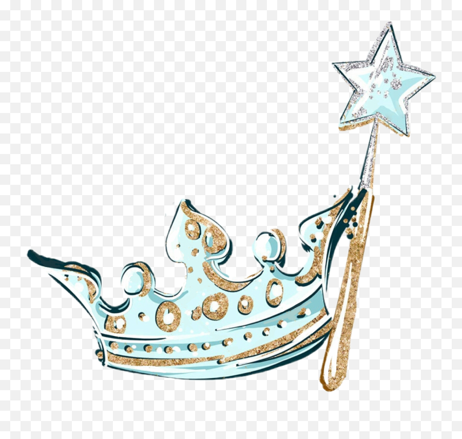 Watercolor Crown Wand Sticker - Watercolor Crown Emoji,Princess Wand Clipart