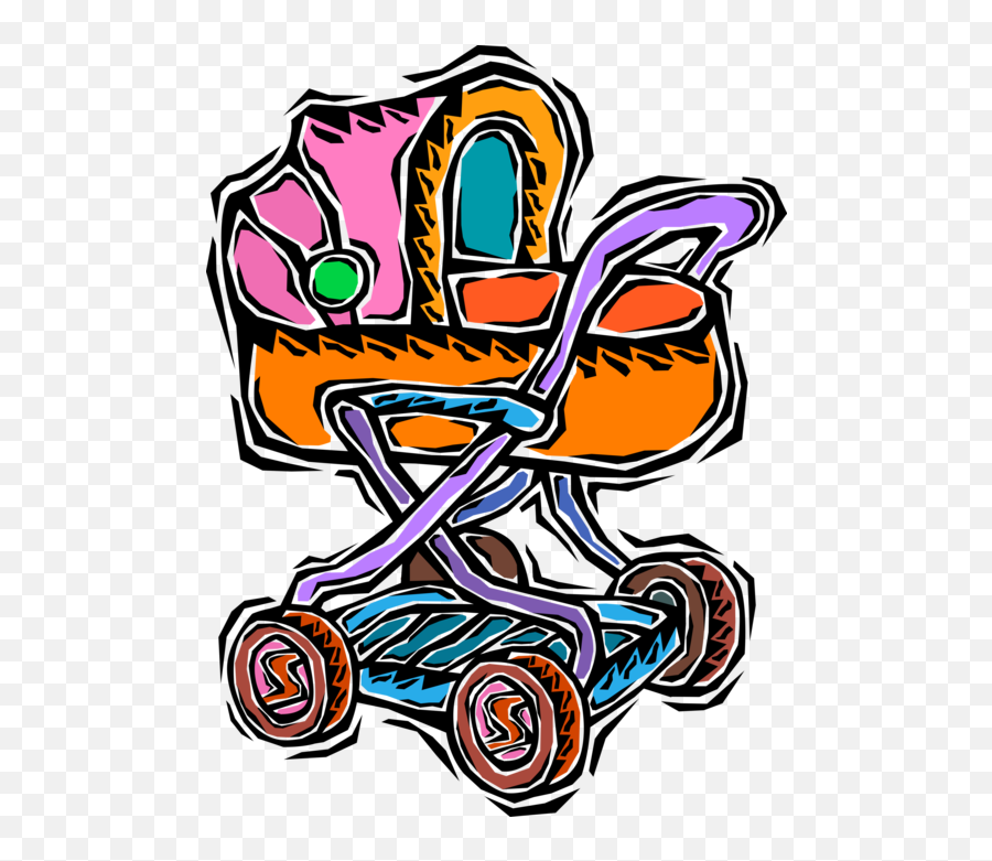 Vector Illustration Of Baby Carriage Pram Stroller Clipart Emoji,Baby Carriage Clipart