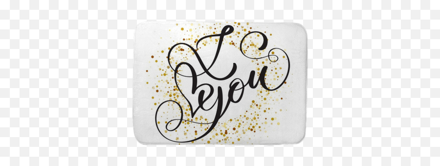 Hand Written Inscription I Love You On The Background Of Emoji,Gold Confetti Transparent Background