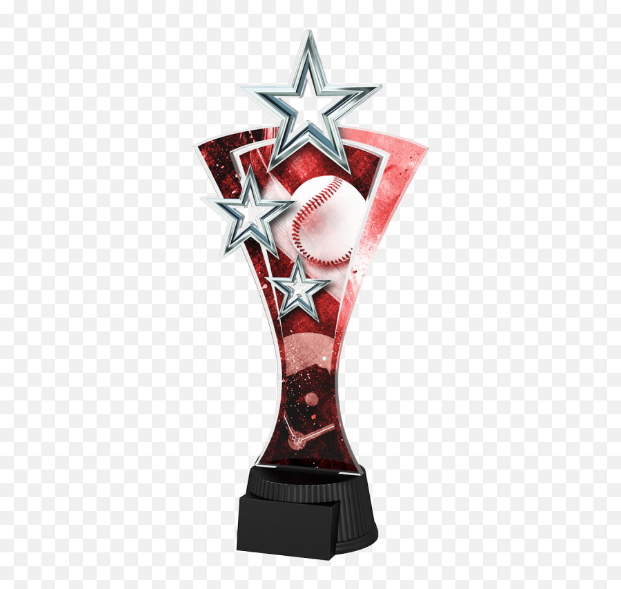 Red And Silver Triple Star Baseball Trophy Emoji,All Star Baseball Logo