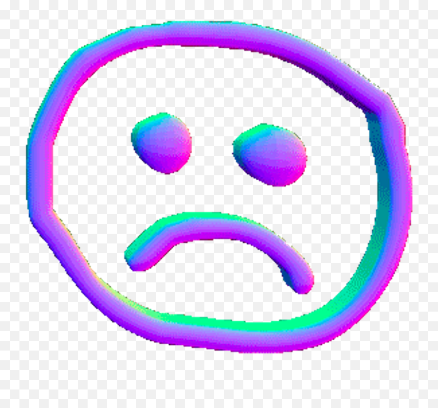 Sad Sticker - Vaporwave Sad Face Transparent Emoji,Sad Face Png