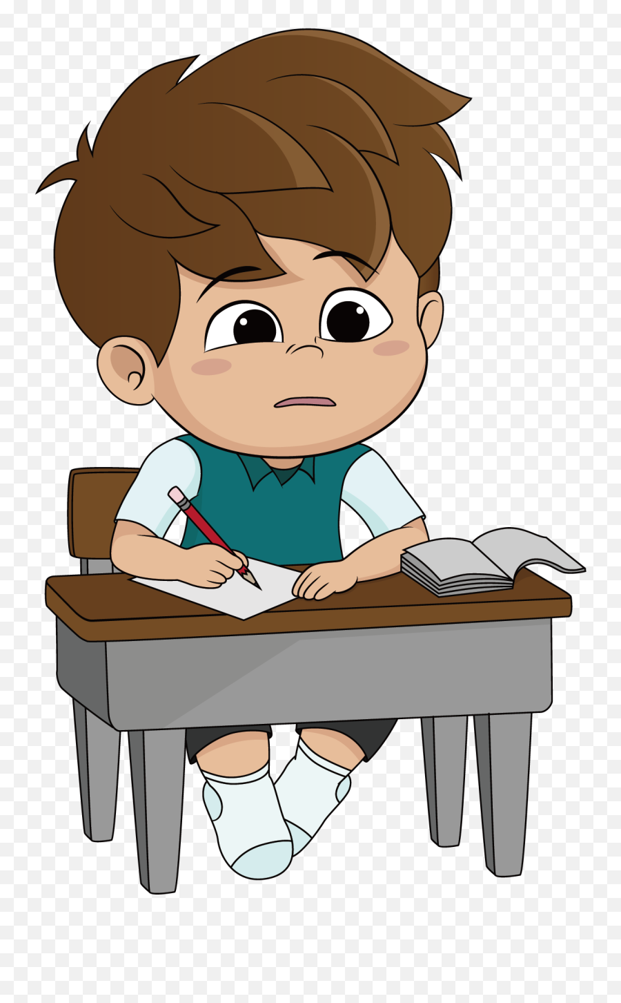 Cartoon Homework Illustration - Person Thinking At School Did Homework Cartoon Emoji,Person Thinking Clipart