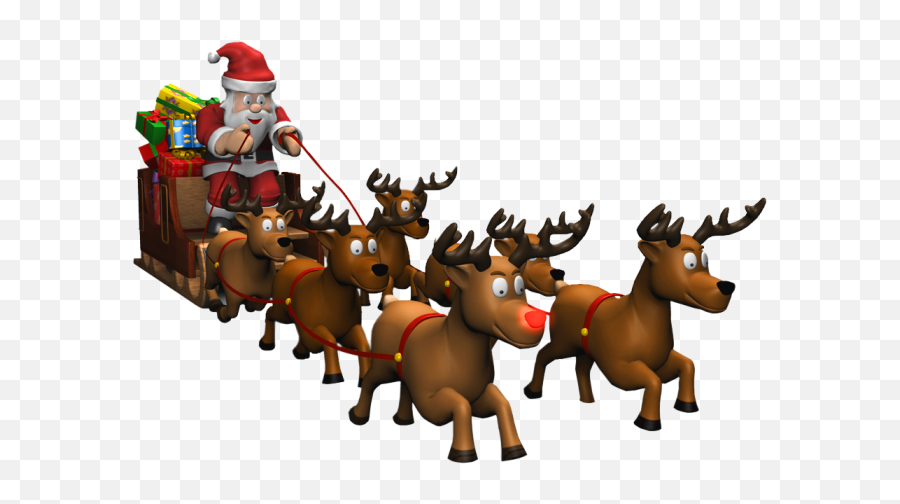 Santa Sleigh Png - Santa Sleigh Reindeer Png Transparent Emoji,Santa's Sleigh Clipart