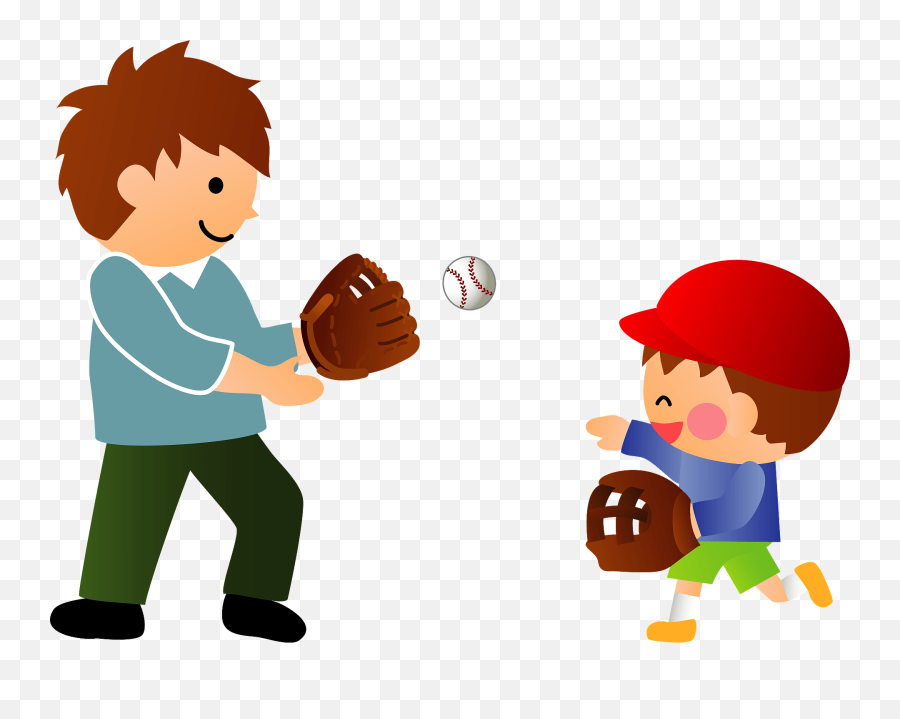 Father And Son Throw A Baseball Clipart - Boy Emoji,Baseball Clipart