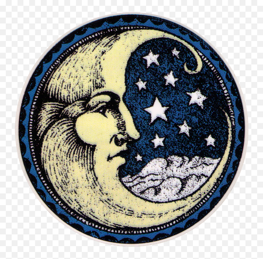Crescent Moon - Vintage Moon Illustration Png Emoji,Crescent Moon Png