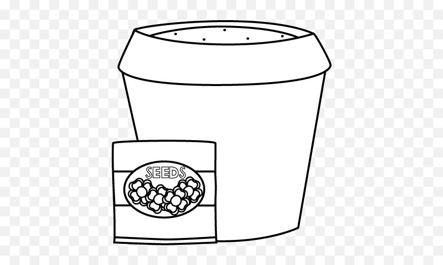 Black And White Flower Pot With Seeds Clip Art - Black And Seeds And Pot Clip Art Emoji,Seed Clipart