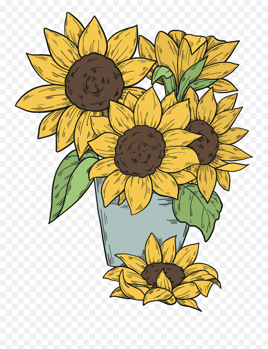 Bouquet Of Sunflowers Clipart - Clip Art Sunflowers Hd Emoji,Sunflower Clipart