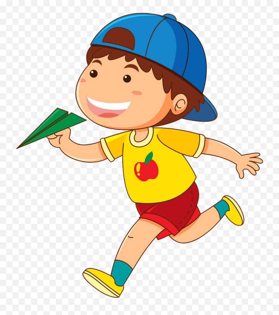 Boy With Green Paper Airplane Png Transparent - Clipart World Emoji,Cartoon Plane Png