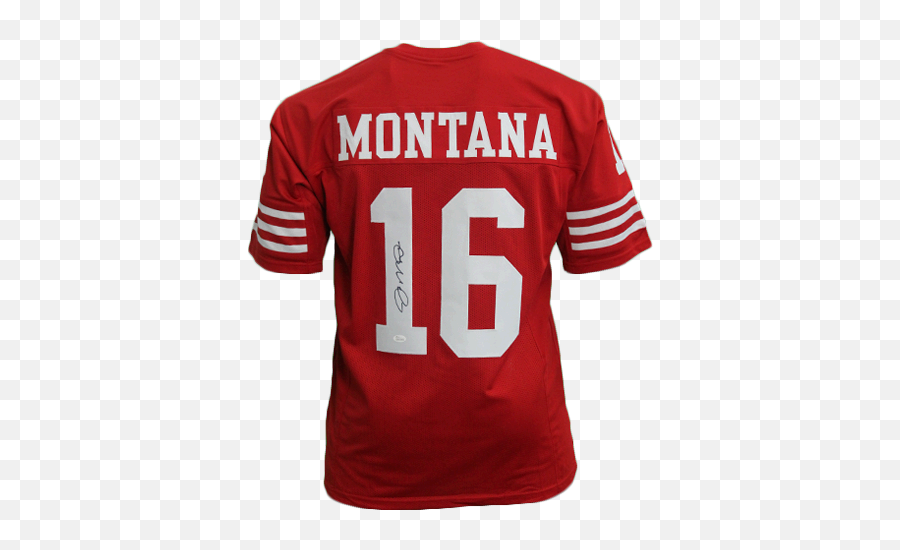 Joe Montana Autographed Pro Style Red Football Jersey Jsa Emoji,Jersey Png