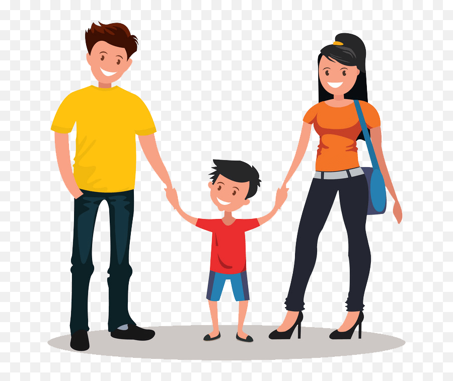 Happy Young Family Clipart Transparent - Holding Hands Of Mother And Father Emoji,Family Clipart