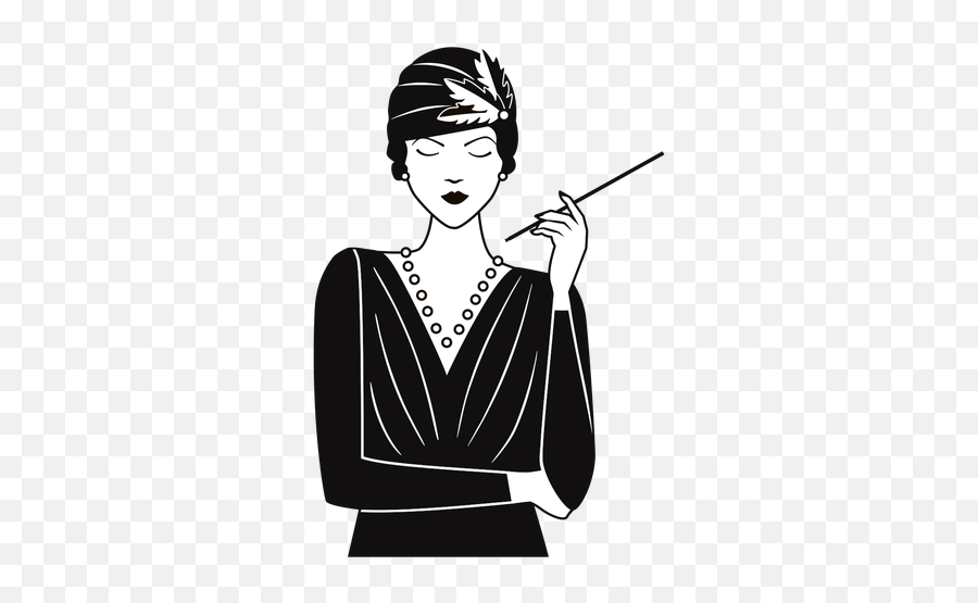 1920s Lady With Cigarette Drawn - Transparent Png U0026 Svg Mujer Elegante Cigarro Dibujo Emoji,Cigarette Transparent