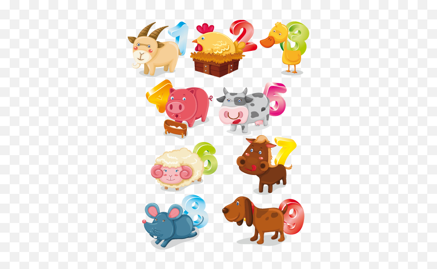 Animals And Numbers Kids Sticker - Farmland Wall Sticker Emoji,Farm House Clipart