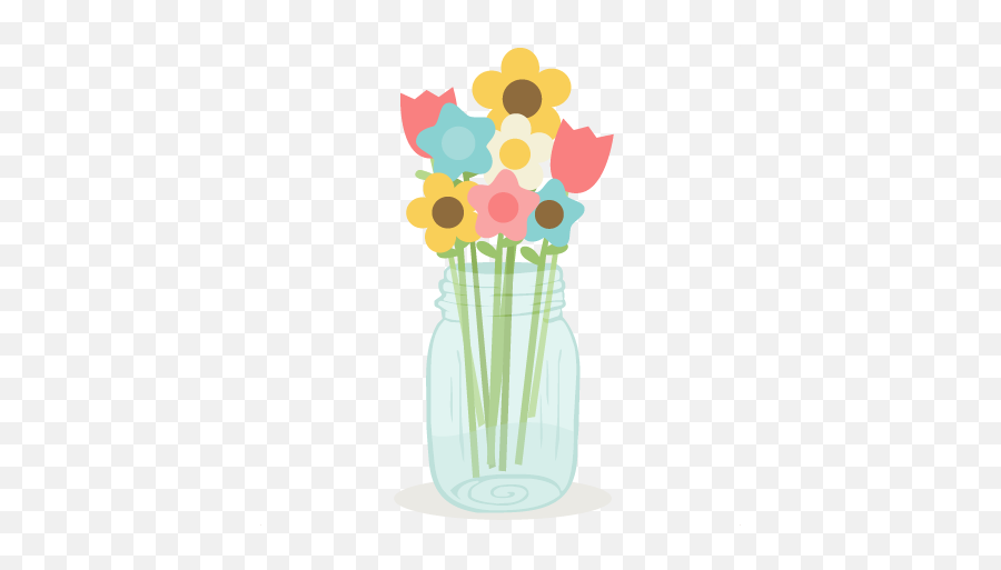 Flowers In Mason Jar Svg Cutting Files - Floral Bouquet Watercolor Cutting File Emoji,Mason Jar Clipart