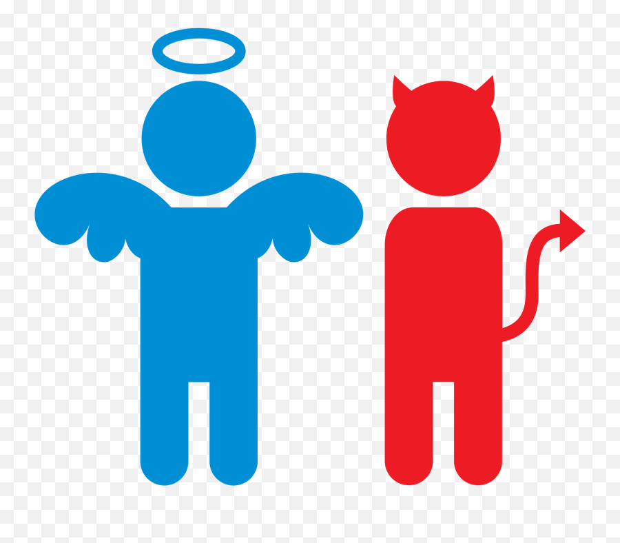 Angel And Devil Pictogram Clipart Free Download Transparent - Devil Angel Couple Clipart Emoji,Devil Png