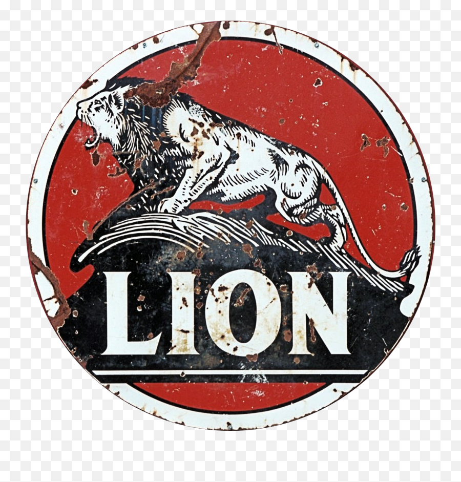 Vintage Lion Gasoline Sign - Lion Gas Emoji,Car With Lion Logo