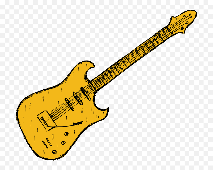 Electric Guitar Drawing Vector Eps Svg Png Transparent - Guitar Drawing Retro Yellow Emoji,Guitar Transparent Background