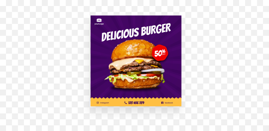 Delicious Burger 4 - Instagram Post Emoji,Instagram Logo Psd