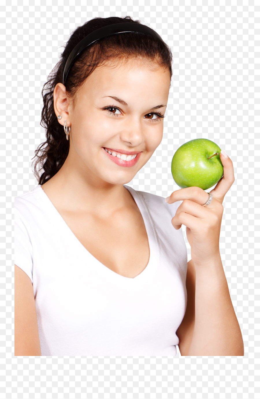Model With An Apple Fruit Png - Girl Holding Apple Emoji,Fruit Png