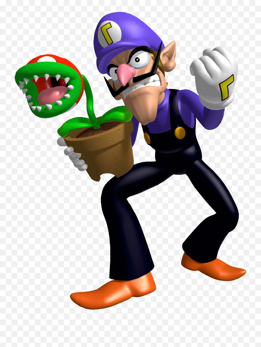 That Piranha Plant Waluigi Is Holding - Waluigi Super Mario Bros Emoji,Waluigi Transparent