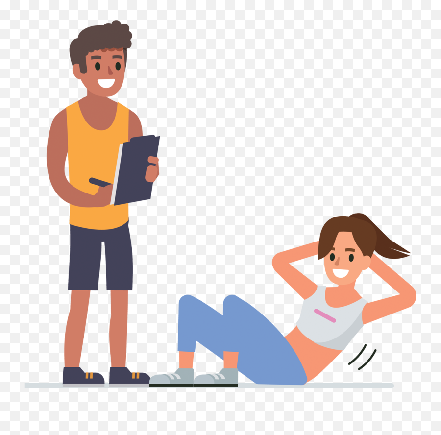 Funny Female Fitness Trainer Cartoon - Personal Trainer Cartoon Png Emoji,Fit Clipart