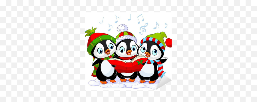 Christmas Carolers Penguins Sticker - Merry Christmas Penguin Clipart Emoji,Christmas Caroling Clipart