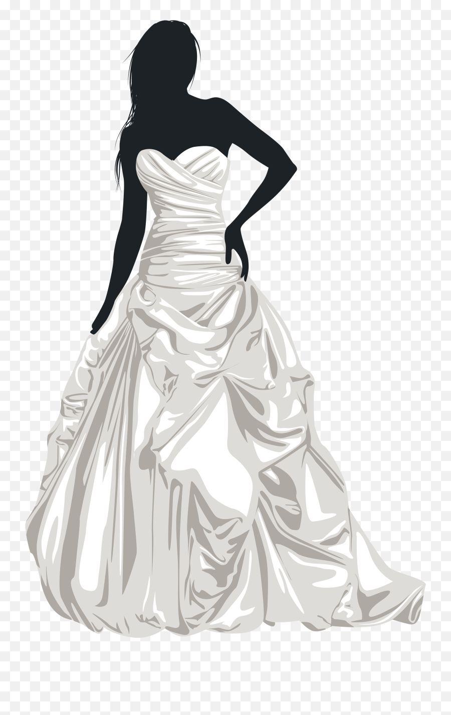 Bride Silhouette Clip Art Wedding Dress Drawings Dress - Transparent Background Bride Clip Art Emoji,Dress Clipart