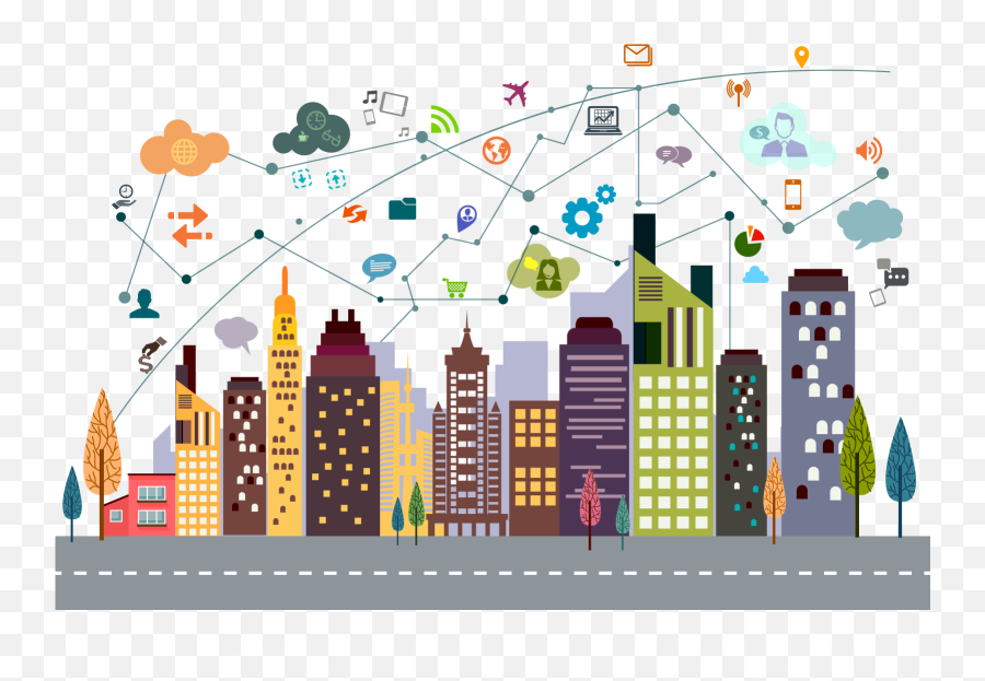 Download Building City Illustration - Digital Communication Images Free Emoji,Internet Clipart