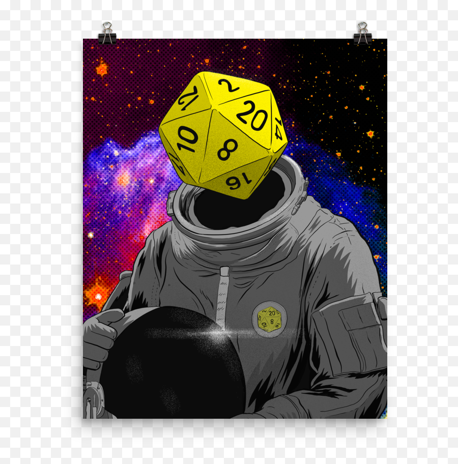 D20 Poster - Astronaut Dice Emoji,D20 Transparent