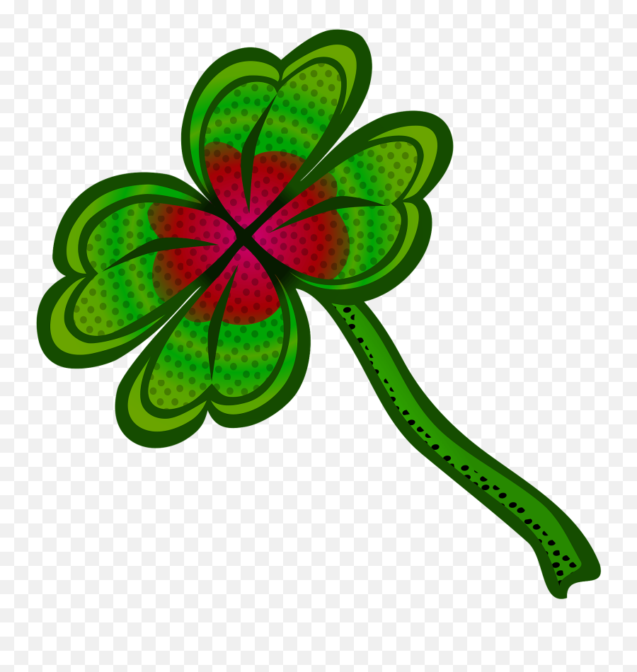 Four - Leaf Clover With A Red Center Clipart Free Download Emoji,Clovers Clipart