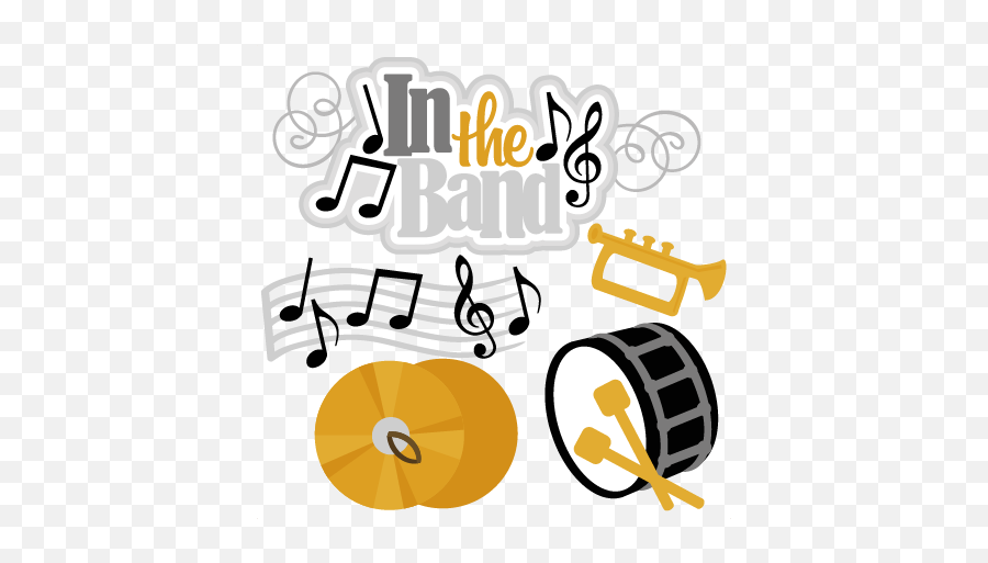 In The Band Svg Cutting Files Music Svg Cut Files Trumpet - Miss Kate Cuttables Music Emoji,Drum Clipart