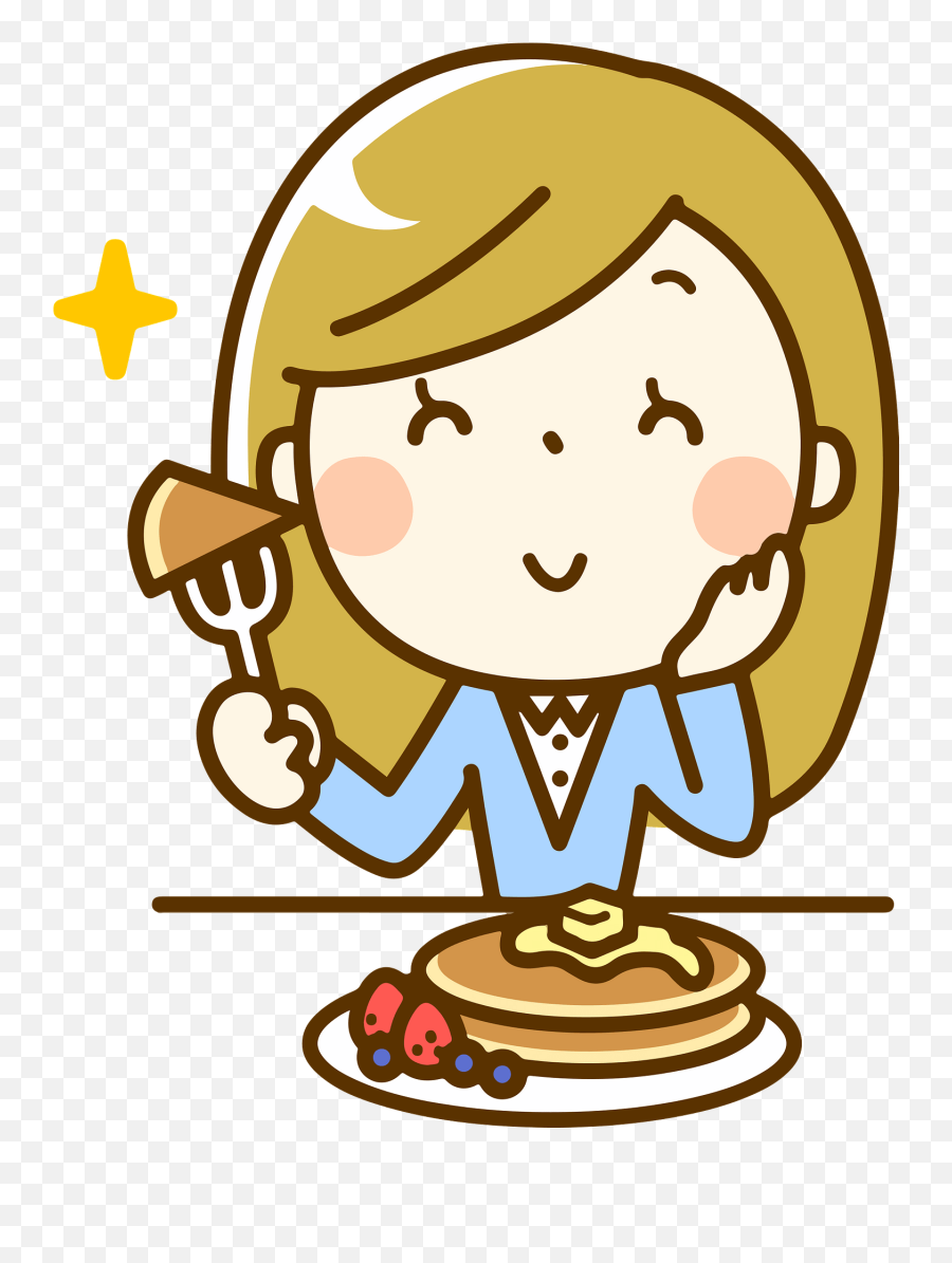 Camilla Woman Is Eating Pancake Clipart Free Download - Girl Eating Pancake Clipart Emoji,Pancake Clipart