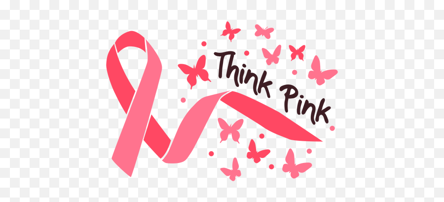 Breast Cancer Think Pink Ribbon Breast Cancer - Transparent Breast Cancer Butterfly Ribbon Emoji,Pink Ribbon Png