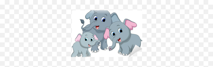 Cute Elephant Family Cartoon Wall Mural U2022 Pixers - We Live To Change Cute Elephant Family Cartoon Emoji,Elephant Transparent Background