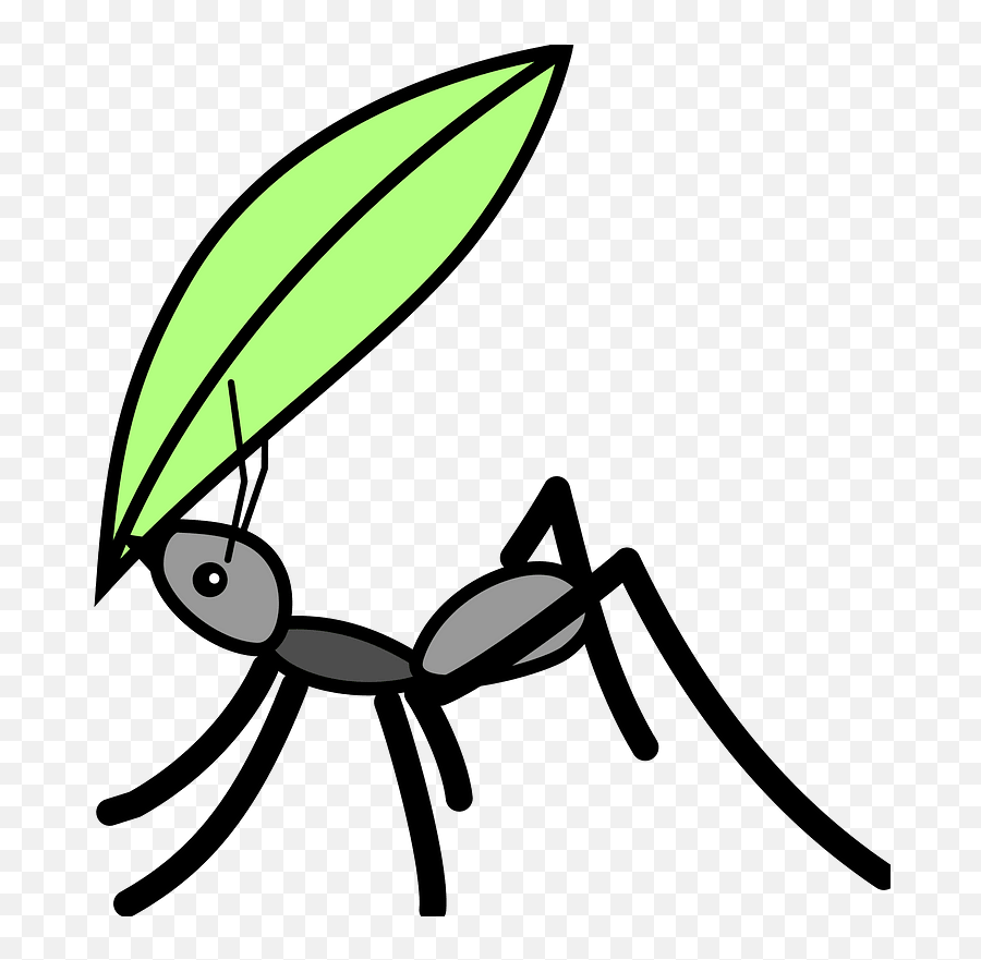 Black Ant Carrying A Green Leaf Clipart Emoji,Free Leaf Clipart