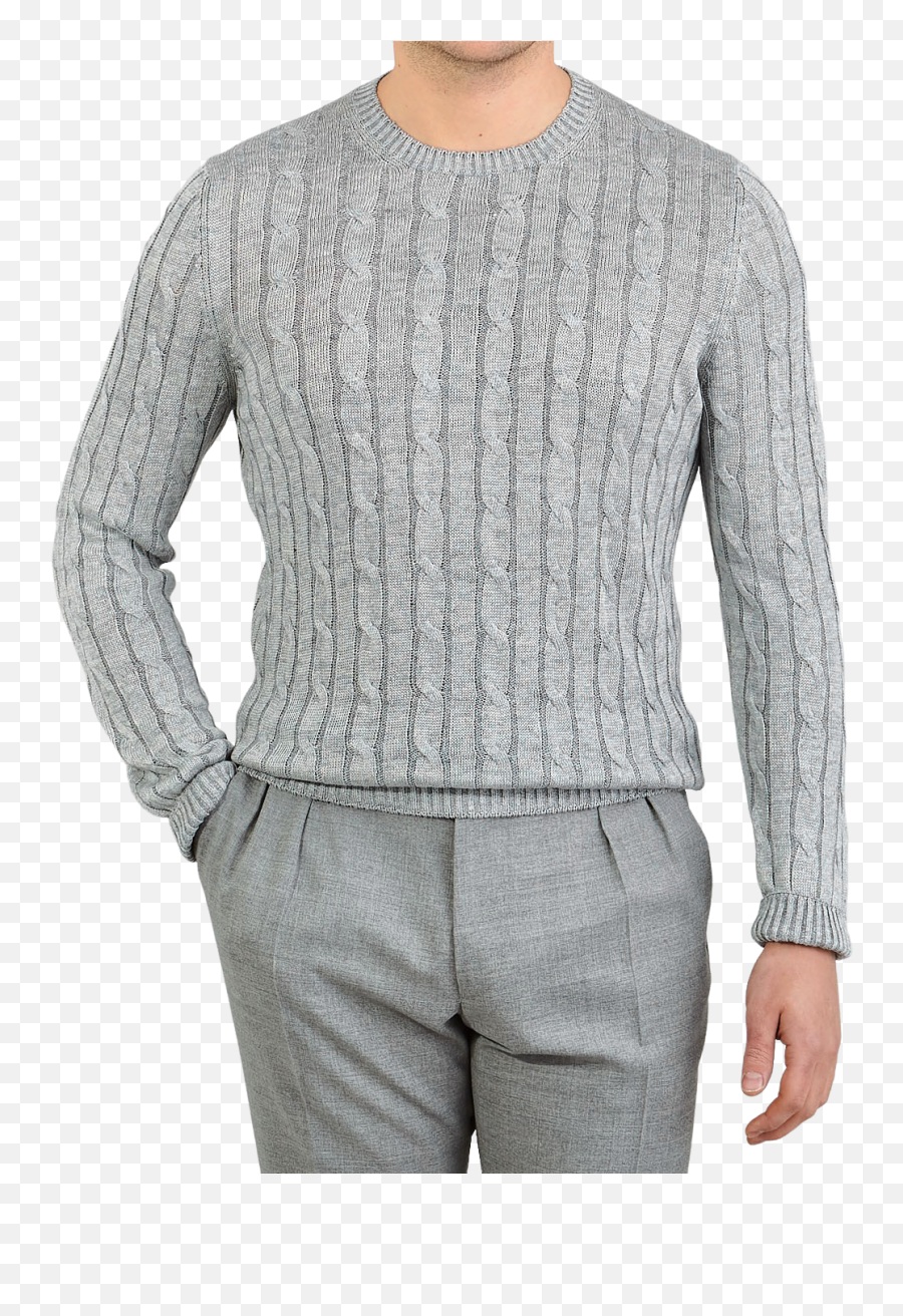 Light Grey Knitted Linen Crewneck Sweater Emoji,Sweater Png