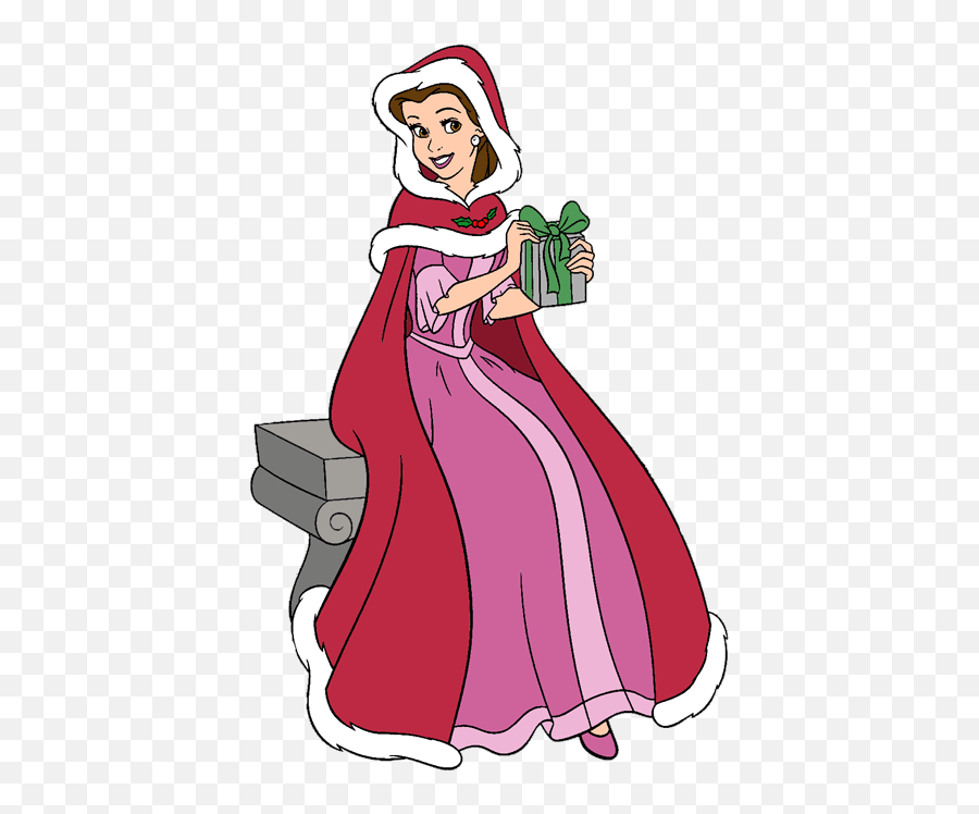 Christmas Belle - Beauty And The Beast Cartoon Link Dress Emoji,Belle Clipart