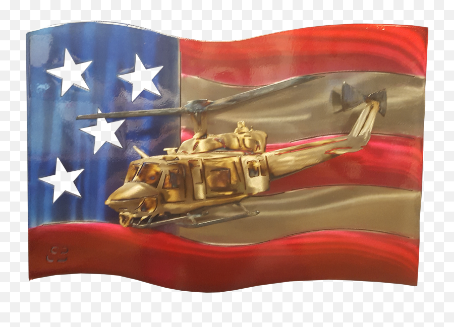 Huey Helicopter Us Flag Wall Hanging Steel - Crazyironart Emoji,Usa Flag Transparent