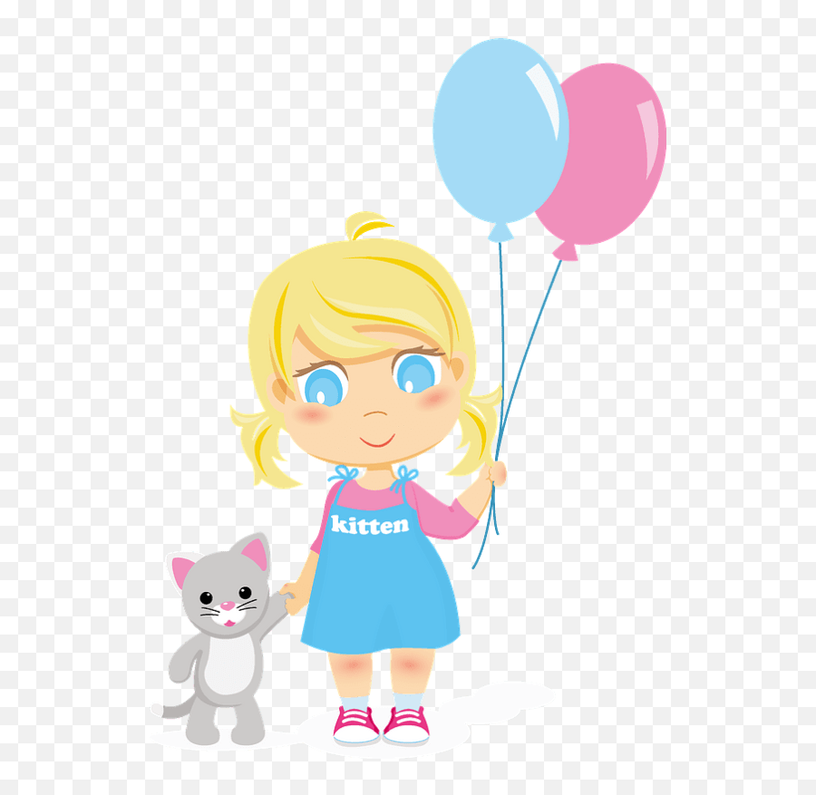 Little Girl Silhouette Holding Balloons Emoji,Kitten Clipart