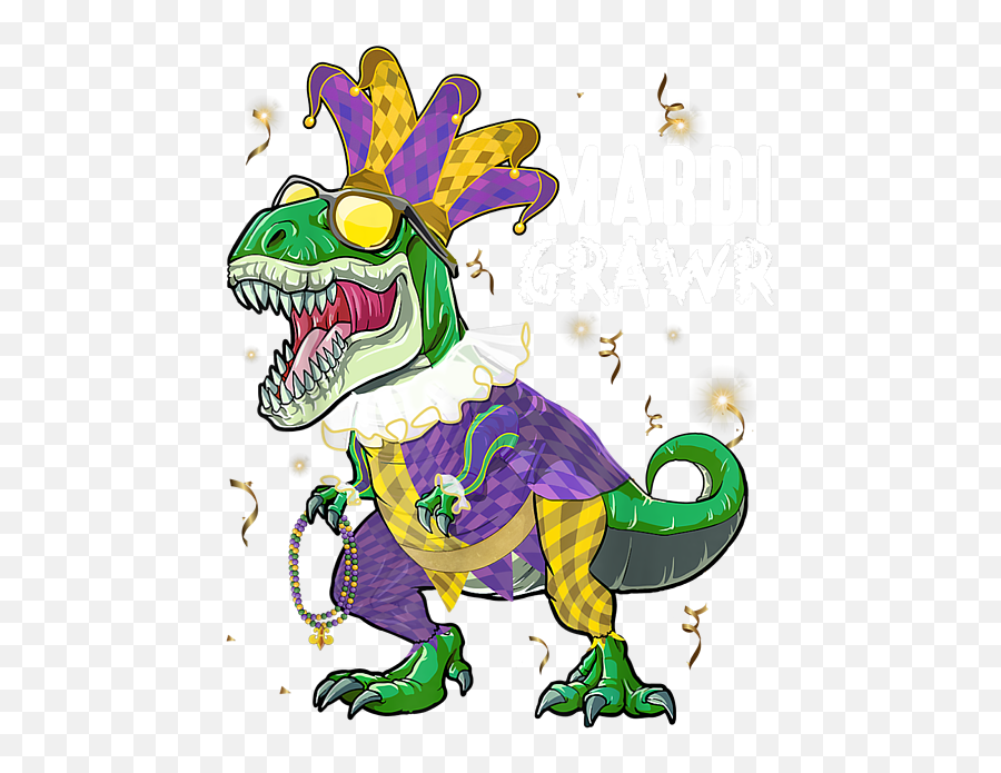 Mardi Grawr T Rex Dinosaur Mardi Gras - Fictional Character Emoji,T Rex Clipart