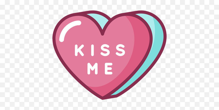 Valentine Kiss Me Heart Colored - Day Emoji,Kawaii Heart Png