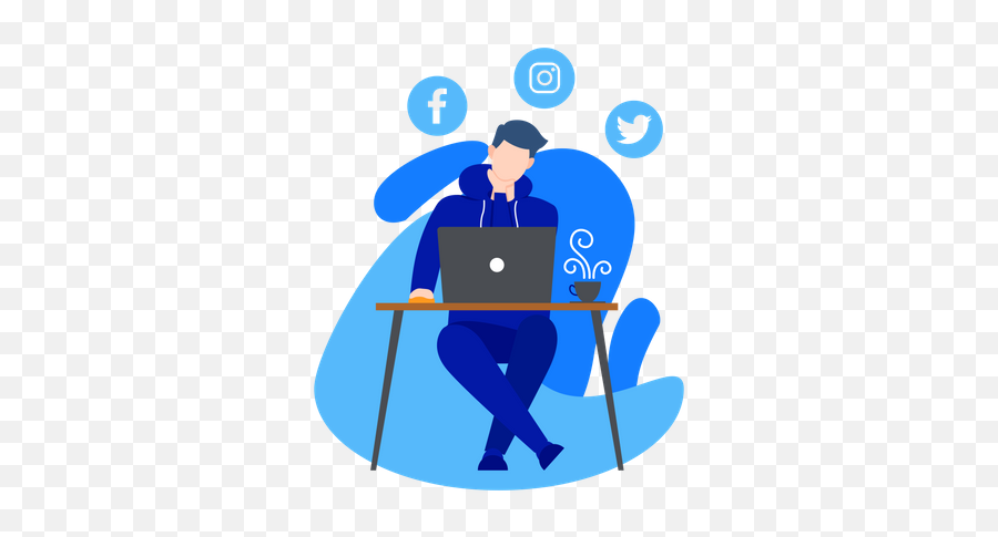Premium Man Using Social Media Illustration Download In Png U0026 Vector Format - Illustration Of Social Media Png Emoji,Social Media Png