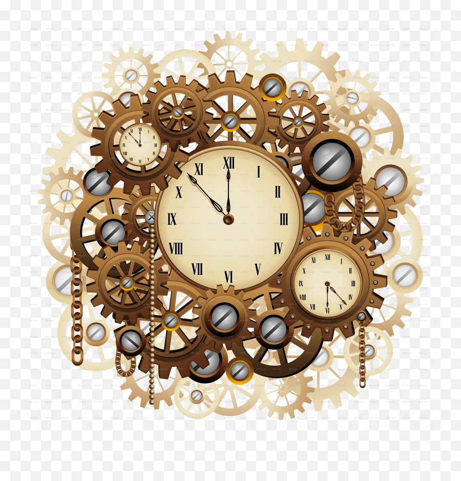 Download Hd Style Clocks And Gears - Png 5000 Steampunk Steampunk Clock Transparent Emoji,Gears Transparent Background